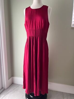 Sleeveless Fuchsia Maxi Dress with Smocked Waist - Unbranded